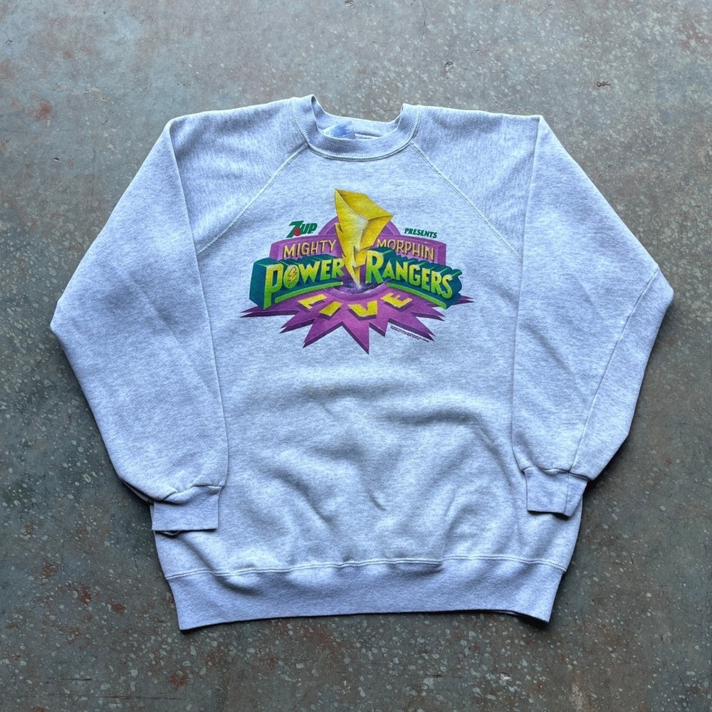 Vintage 1994 Power Rangers Live 7Up Hanes Crewneck Sweatshirt Gray Mens L USA